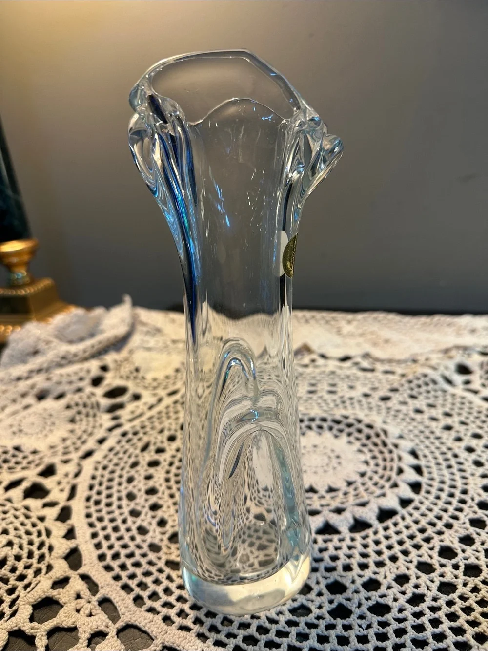 Vintage Swung Clear Glass Decorative Bud Vase - Elegant Home Accent
